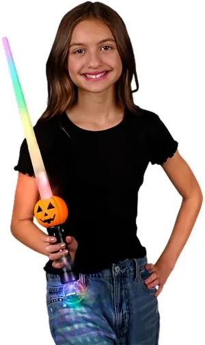 Multicolor Extendable Light-Up Pumpkin Saber Toy with Projecting Crystal Ball - Perfect Trick-or-Treat Accessory