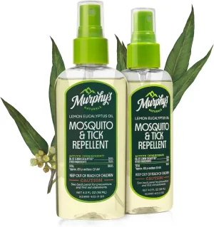 Murphy's Naturals Mosquito & Tick Bug Repellent Spray, Oil of Lemon Eucalyptus for Skin   Outdoor Gear, DEET-Free, 4 Ounce Pump, 2-Pack