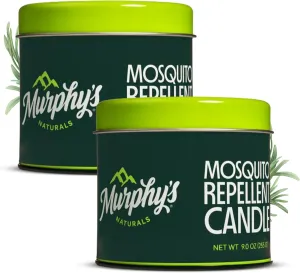 Murphy's Naturals Mosquito Bug Repellent Candles for Outdoor Patio, Citronella & Essential Oils, Soy/Beeswax Blend, 30-Hour Burn Time, 9 Ounce, 2-Pack