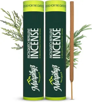 Murphy’s Naturals Mosquito Repellent Incense Sticks, 24 Count, DEET Free Insect Repellent with Citronella for Outdoor Yard, 2.5  Hours per Stick