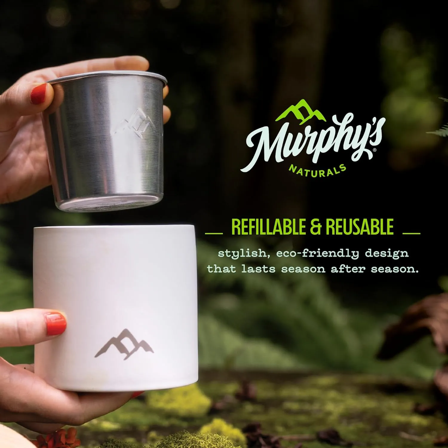 Murphy's Naturals Refillable Mosquito Repellent Candle for Outdoor Patio, DEET-Free, Plant-Based Essential Oils, Soy & Beeswax Blend, White, 9 oz, 1-Pack
