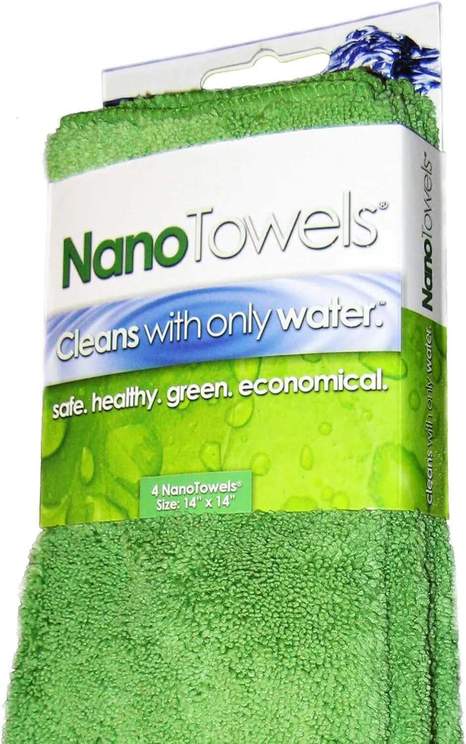 Nano Towels Cleaning Cloths - Cleans with Only Water - Wipes Away Dust, Spills & Grime Instantly Without Chemicals Paper Or Microfiber Supplies. Kitchen, Bathroom, Glass 14x14” 4-Pack Green