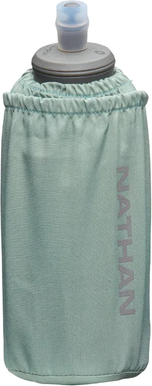 Nathan Handheld Soft Flask 18oz - Exo-Draw Insulated Collapsible Bottle - Grip-Free Strap & Rigid ExoSpine for Comfort/Support - Breathable Mesh Strap - Ideal Running/Hiking, Pinnacle, Sage Green