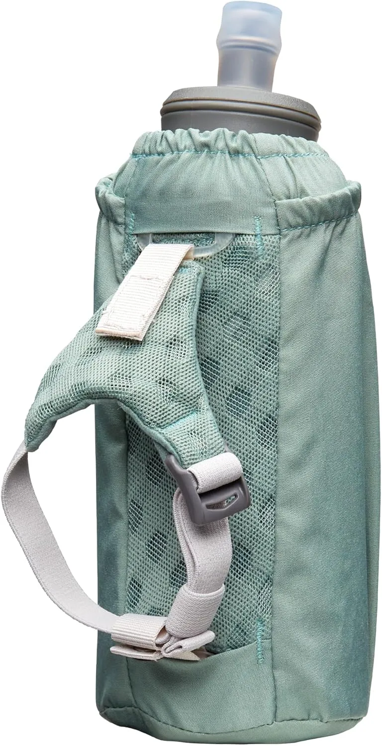 Nathan Handheld Soft Flask 18oz - Exo-Draw Insulated Collapsible Bottle - Grip-Free Strap & Rigid ExoSpine for Comfort/Support - Breathable Mesh Strap - Ideal Running/Hiking, Pinnacle, Sage Green