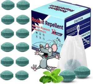 Natural Peppermint & Lemon Rodent Repellent Sachets - 12 Pack | Indoor/Outdoor Mice Deterrent with Essential Oils | Safe, Eco-Friendly Protection for Homes, Garages & RVs