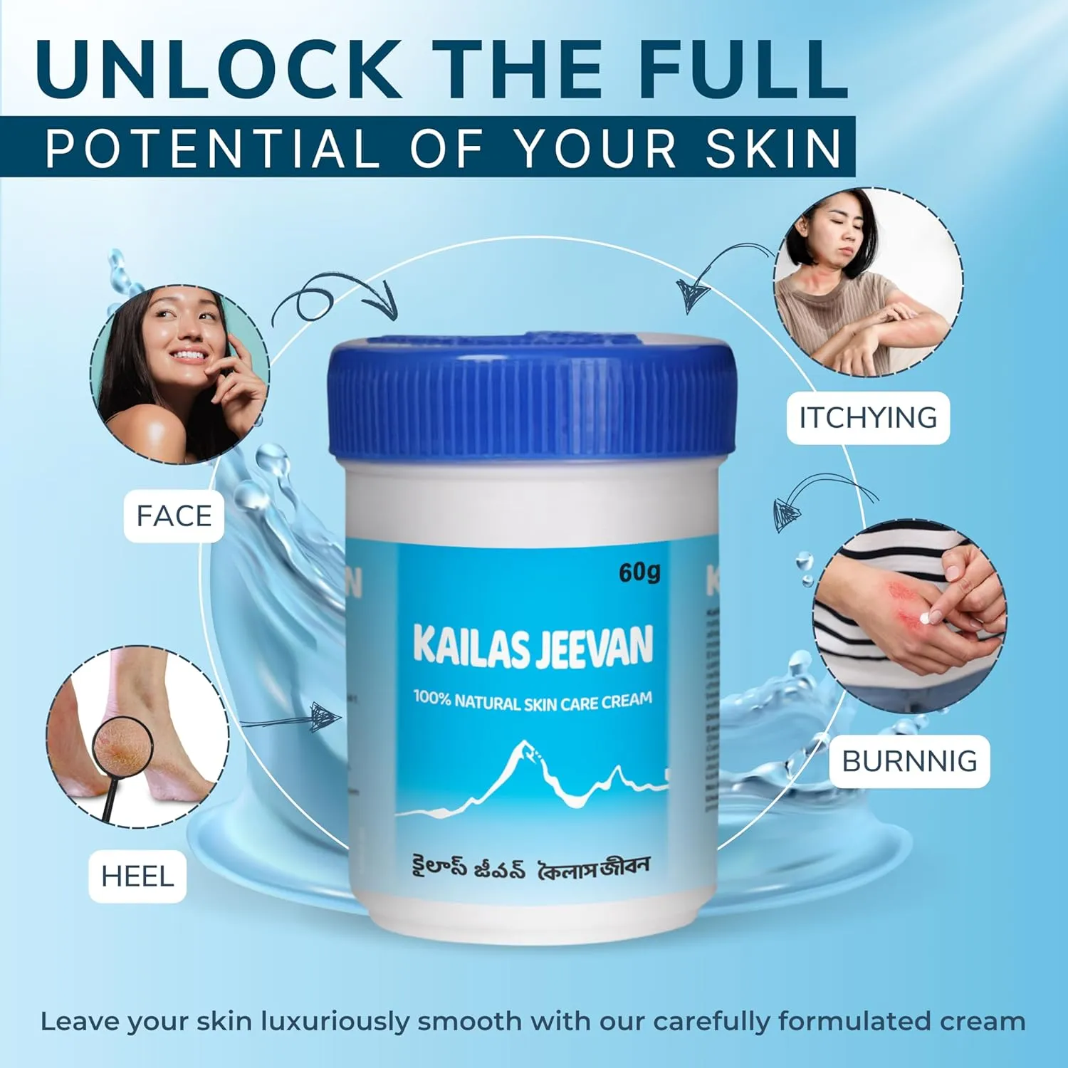 Natural Skin Cream - Moisturizer Face Cream for Dry Skin, Bug Bite Cream Extra Strength, Steroid Free Anti-Itch Cream, Antifungal Psoriasis and Skin Redness Reducer for Men – 60g 10 Pack