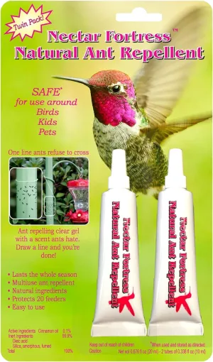Nectar Fortress™ Natural Ant Repellent; Multi-Purpose Clear Gel Ant Guard for Hummingbird Feeders (Twin)