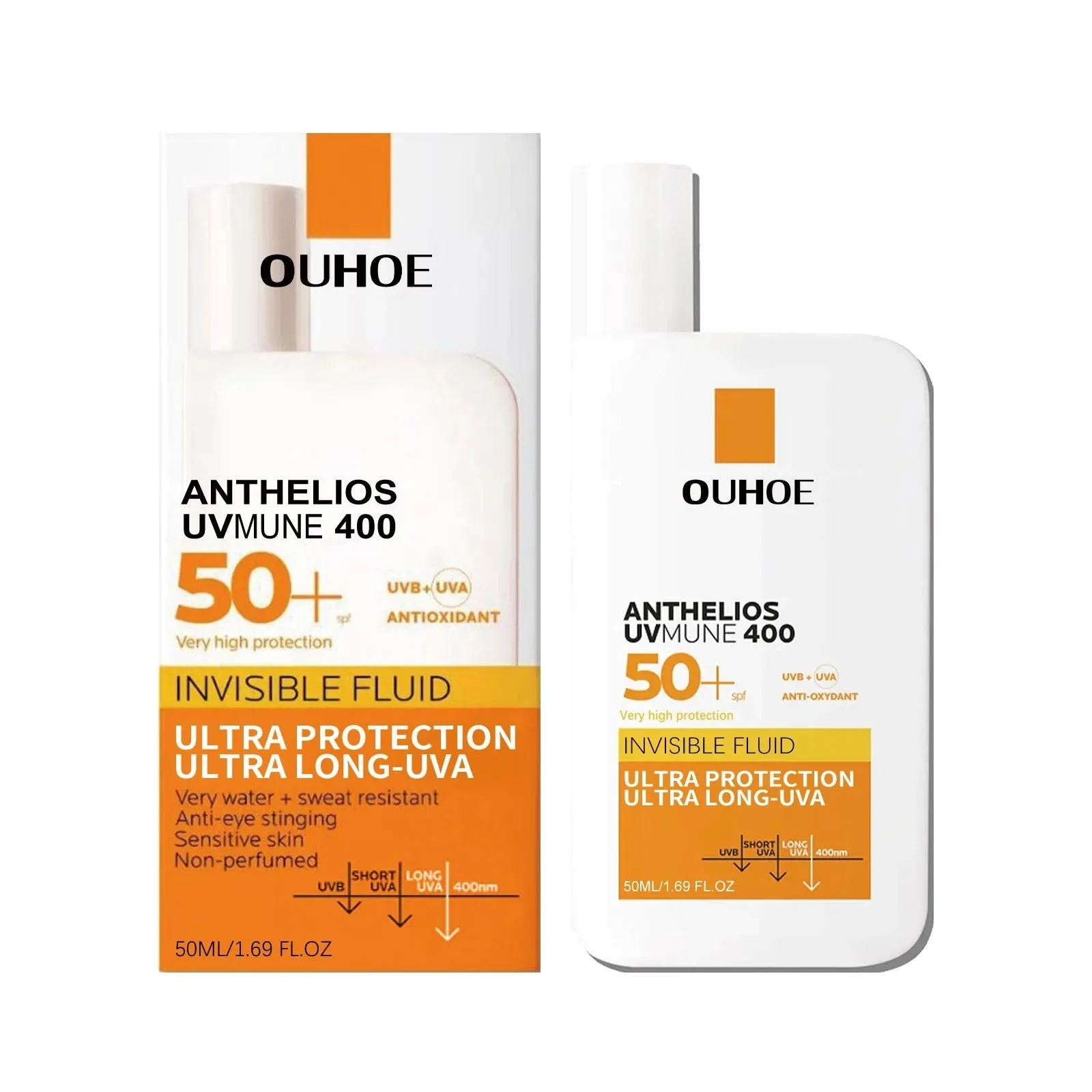 New Invisible Fluid Sunscreen SPF 50  High Quality Water   Sweat Resistant Hydrating Moisturize Lotion Sunscreen Liquid Cream