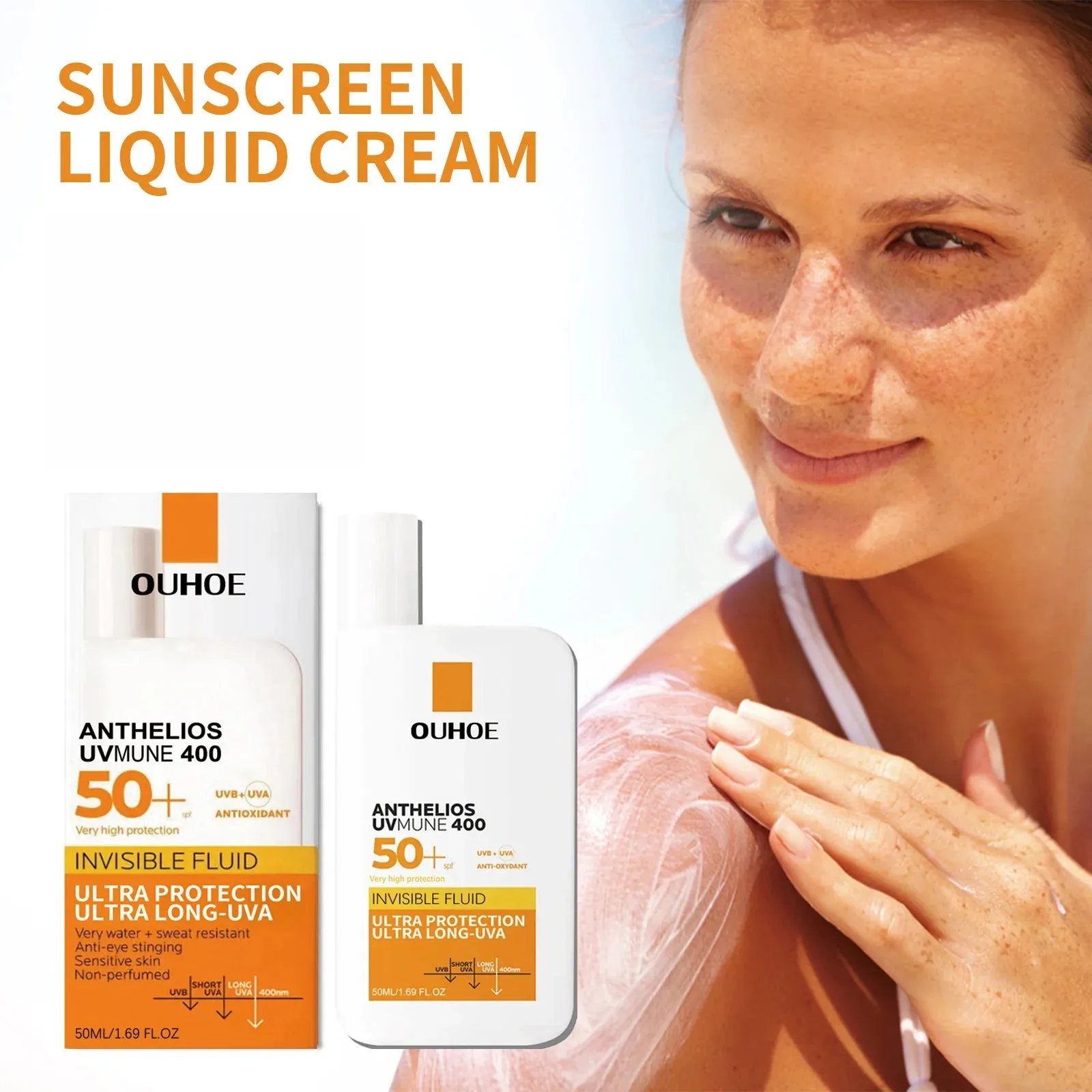New Invisible Fluid Sunscreen SPF 50  High Quality Water   Sweat Resistant Hydrating Moisturize Lotion Sunscreen Liquid Cream