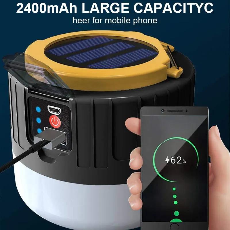Night Quick dispatch Hiking Lantern Rechargeable Light Bulb Bulb Robust Lamp Camping BBQ Tool Emergency LED USB Tent Flashlight Portable Outdoor Solar