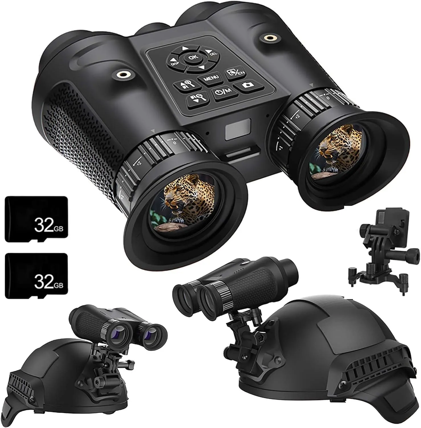 Night Vision Binoculars for Adults, 3DVR Head Mounted Night Vision Goggles, 4K HD Infrared Military Gear Tactical Digital Night Vision with 2 * 32GB Memory Card