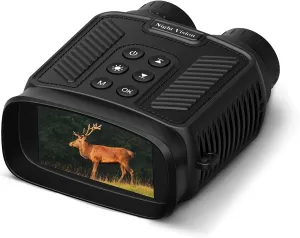 Night Vision Binoculars for Adults, 4K, 3" HD Screen, 7 Levels Infrared, 32GB Card, Black