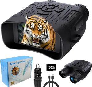 Night Vision Binoculars for Adults Kids 36MP Images 9 IR Modes 1984ft Night Range 10x Digital Zoom 3.2" LCD Screen 300g Night Vision Goggles Quick Charge Small Binoculars for Camping