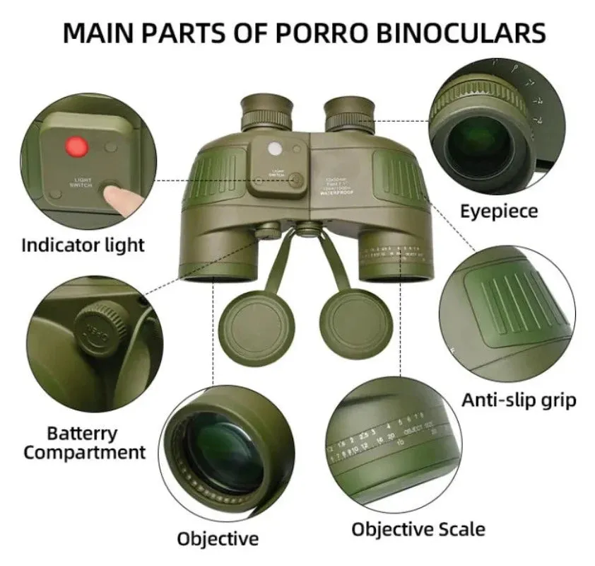 Night Vision Binoculars | German Magnifier & Compass