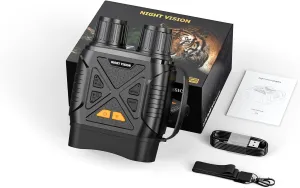 Night Vision Binoculars, Infrared Night Vision Goggles with HD Video and Photo Modes, 32GB Card, 2624ft Range, 850nm IR Illuminator, Waterproof for Hunting, Camping, and Wildlife Observation