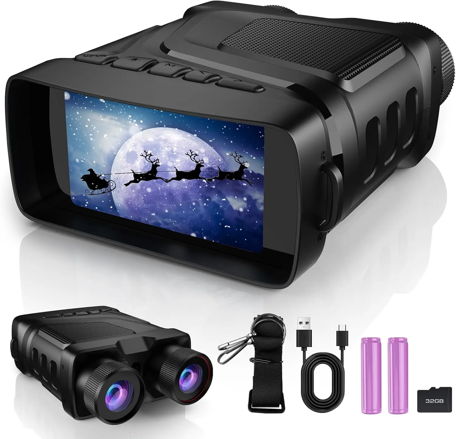 Night Vision Binoculars, Night Vision Goggles, 3.2'' HD Screen with 10X Digital Zoom, Portable NVG Goggles with 32GB Card to Save Photos and Videos for Hunting Camping
