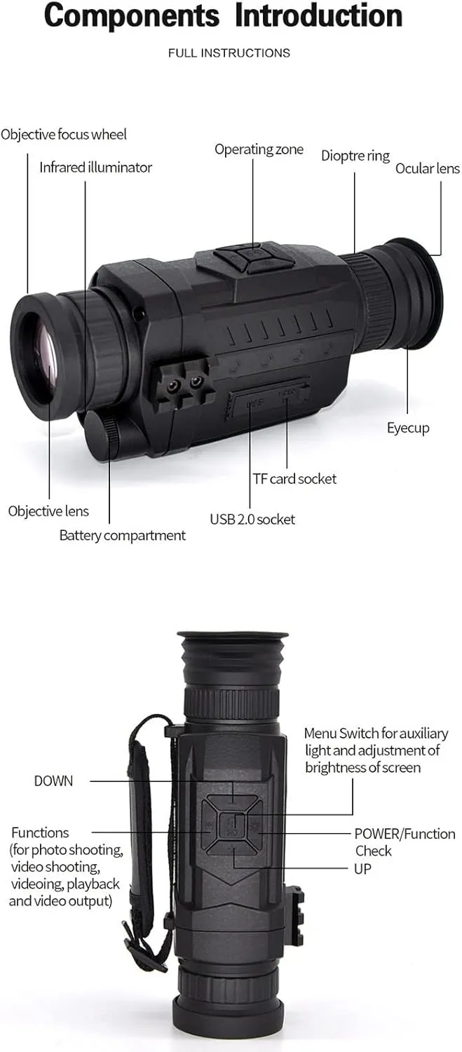 Night Vision Binoculars With 1.6" Viewing Screen, Digital Night Vision Goggles Up To 656ft/200m In 100% Darkness For Scientific Observation, Night Hunting, Outdoor Activities ( Color : Camouflage , Si