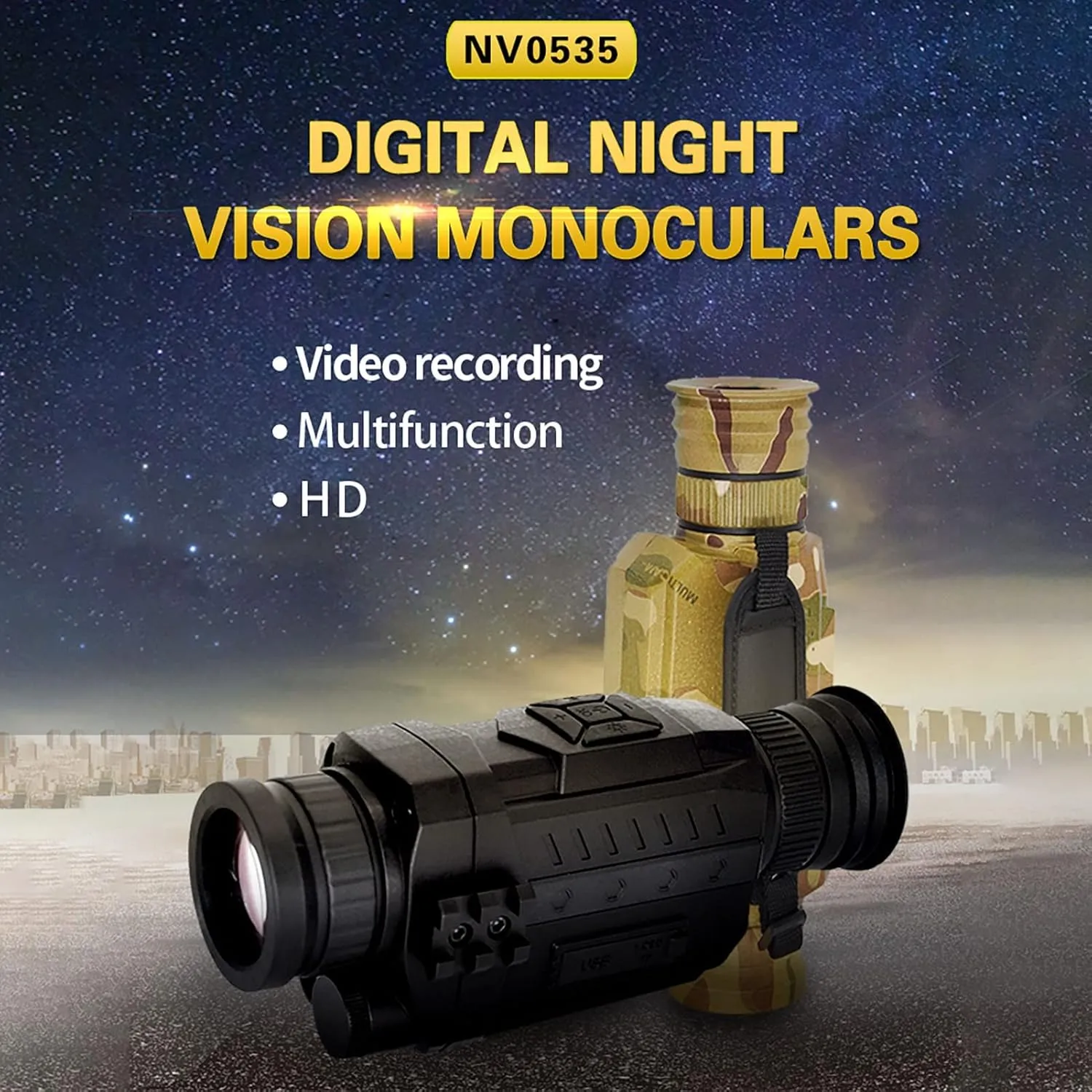 Night Vision Binoculars With 1.6" Viewing Screen, Digital Night Vision Goggles Up To 656ft/200m In 100% Darkness For Scientific Observation, Night Hunting, Outdoor Activities ( Color : Camouflage , Si