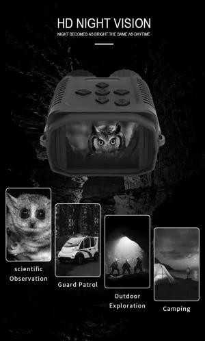 Night Vision Binoculars with Camera - 300m Infrared, 12MP, 1080P Video, 8X Zoom - for Hunting and Wildlife Observation