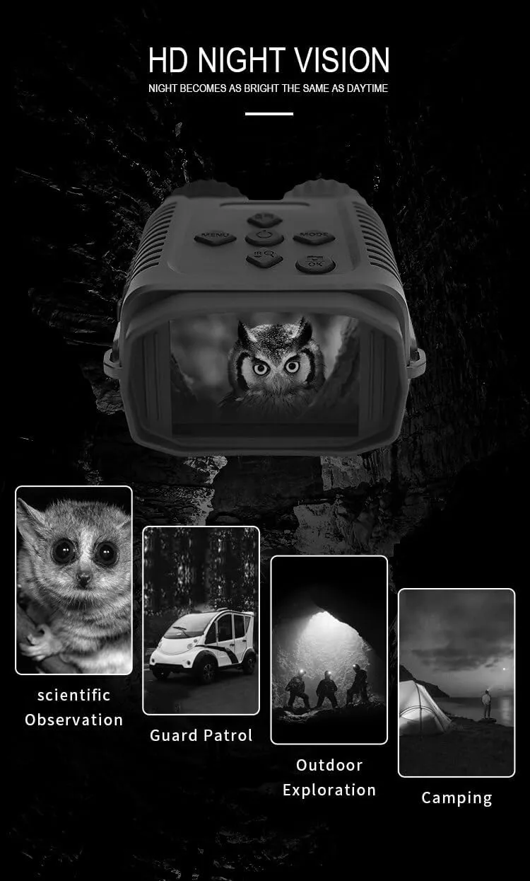 Night Vision Binoculars with Camera - 300m Infrared, 12MP, 1080P Video, 8X Zoom - for Hunting and Wildlife Observation
