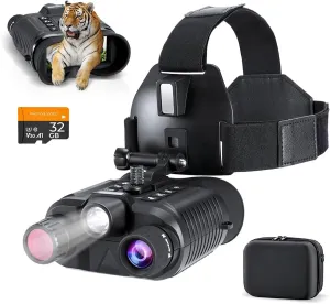 Night Vision Goggles, 1312FT Digital Night Vision Binoculars with Camera, 32GB SD Card for Save 4K Video and 36M Photos, 8X Digital Zoom, Flashlight for Camping
