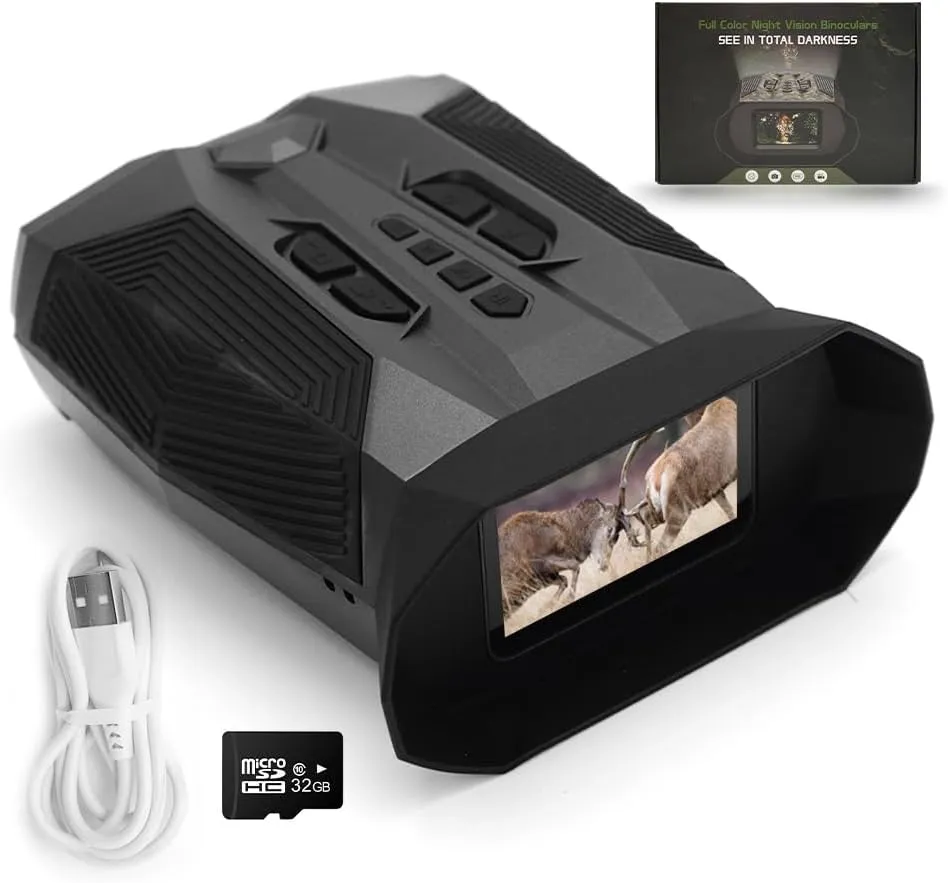 Night Vision Goggles - 4k Night Vision 8X Zoom Night Hunting & Taking Photos, Recording Videos and Playing.3'' Screen Rechargeable Infrared Binoculars for Adults