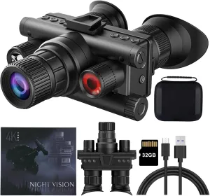 Night Vision Goggles - 4K Night Vision Binoculars 8X Magnification, with 4 Color Modes 8X Magnification,32G HD Recording & Playback for Camping Surveillance