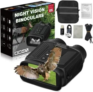 Night Vision Goggles for Adults, Night Vision Binoculars 3" Screen Night Vision Goggles 8-Adjustable Levles for Camping4K(Black)