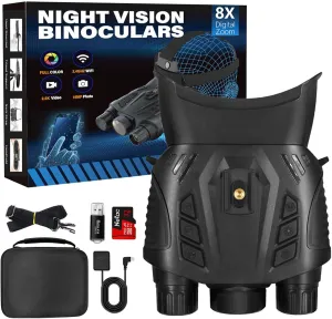 Night Vision Goggles Head Mounted, 2.5K Full Color WiFi Night Vision Binoculars for Adults, GPS, 8X Digital Zoom, App-Enabled Photo and Video Saving for Camping & Hunting