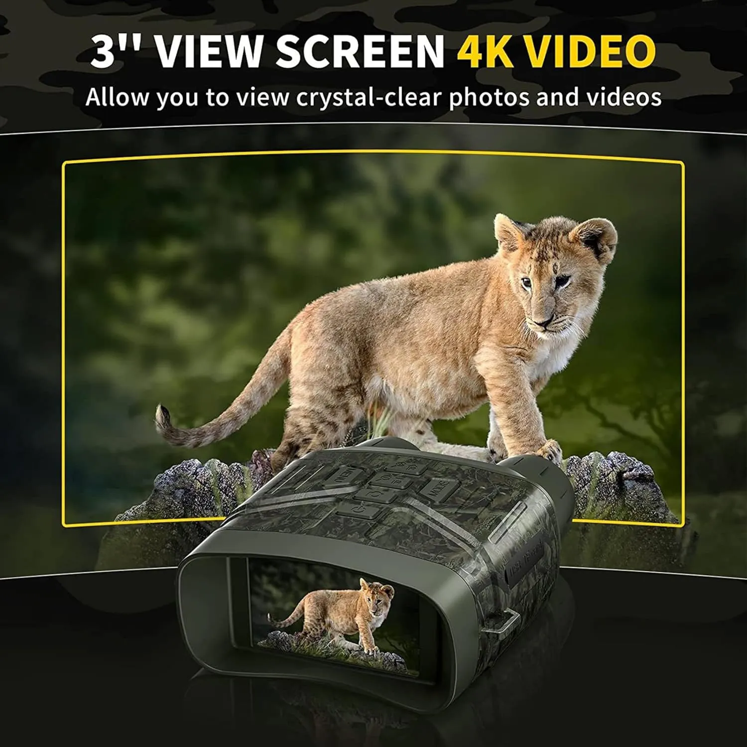 Night Vision Goggles, Infrared 4K Night Vision Binoculars for Adults, 3'' HD Screen Dual Night Vision Scope with 5X Digital Zoom and 4000mAh Rechargeable, Watching Travel Hunting Accessories