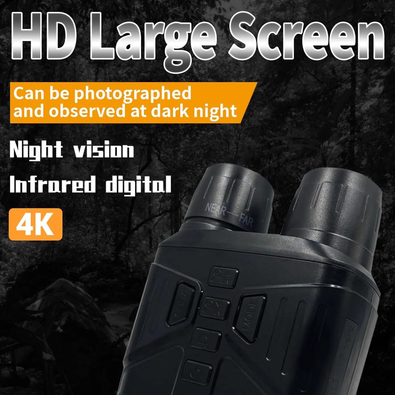 Night Vision Goggles, Infrared 4K Night Vision Binoculars for Adults, 3'' HD Screen Dual Night Vision Scope with 5X Digital Zoom and 4000mAh Rechargeable, Watching Travel Hunting Accessories