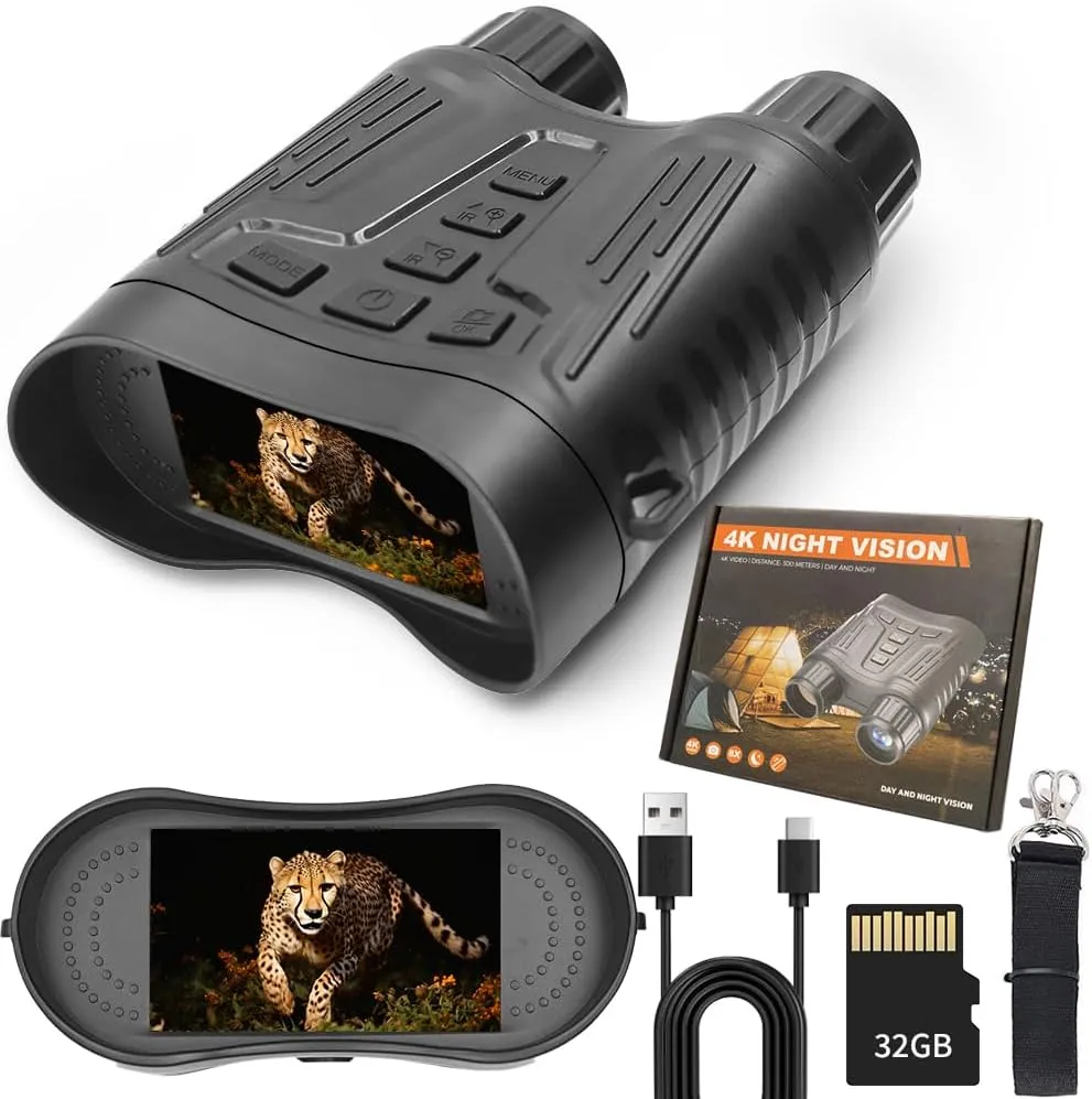 Night Vision Goggles Military Tactical Night Vision Binoculars for Adults-Digital Zoom ＆ 7 Gear Infrared Thermal Binoculars can Save Photos and Video with 32GB Memory Card