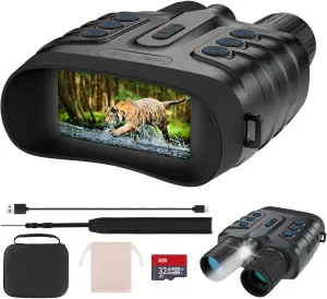 Night Vision Goggles,4K Full-Color Night Vision Binoculars for Adults with 3" HD Screen, 5000mAh Battery & 1968FT Night Vision Range ,32GB Card,850nm Infrared,8X Zoom, Ideal for Camping & Hiking