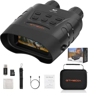 Night Vision Goggles，4K Infrared Night Vision Binoculars for Viewing in 100% Darkness with HD Large Screen, 5X Digital Zoom & 7 IR,32G TF Card for Hunting Camping Birds Watching