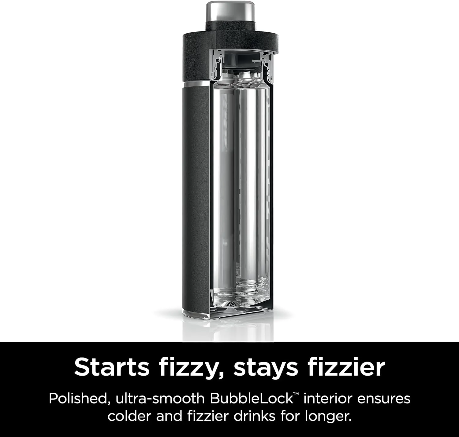 Ninja DW1801BK Thirsti 18oz Travel Water Bottle, For Carbonated Sparkling Drinks, Colder and Fizzier Longer, Leak Proof, 24 Hrs Cold, Dishwasher Safe, Stainless Steel Insulated Tumbler, Onyx Black