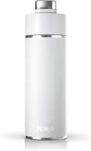Ninja Thirsti 18oz Travel Water Bottle, For Carbonated Sparkling Drinks, Colder and Fizzier Longer, Leak Proof, 24 Hrs Cold, Dishwasher Safe, Stainless Steel Insulated Tumbler, Cloud White, DW1801WH