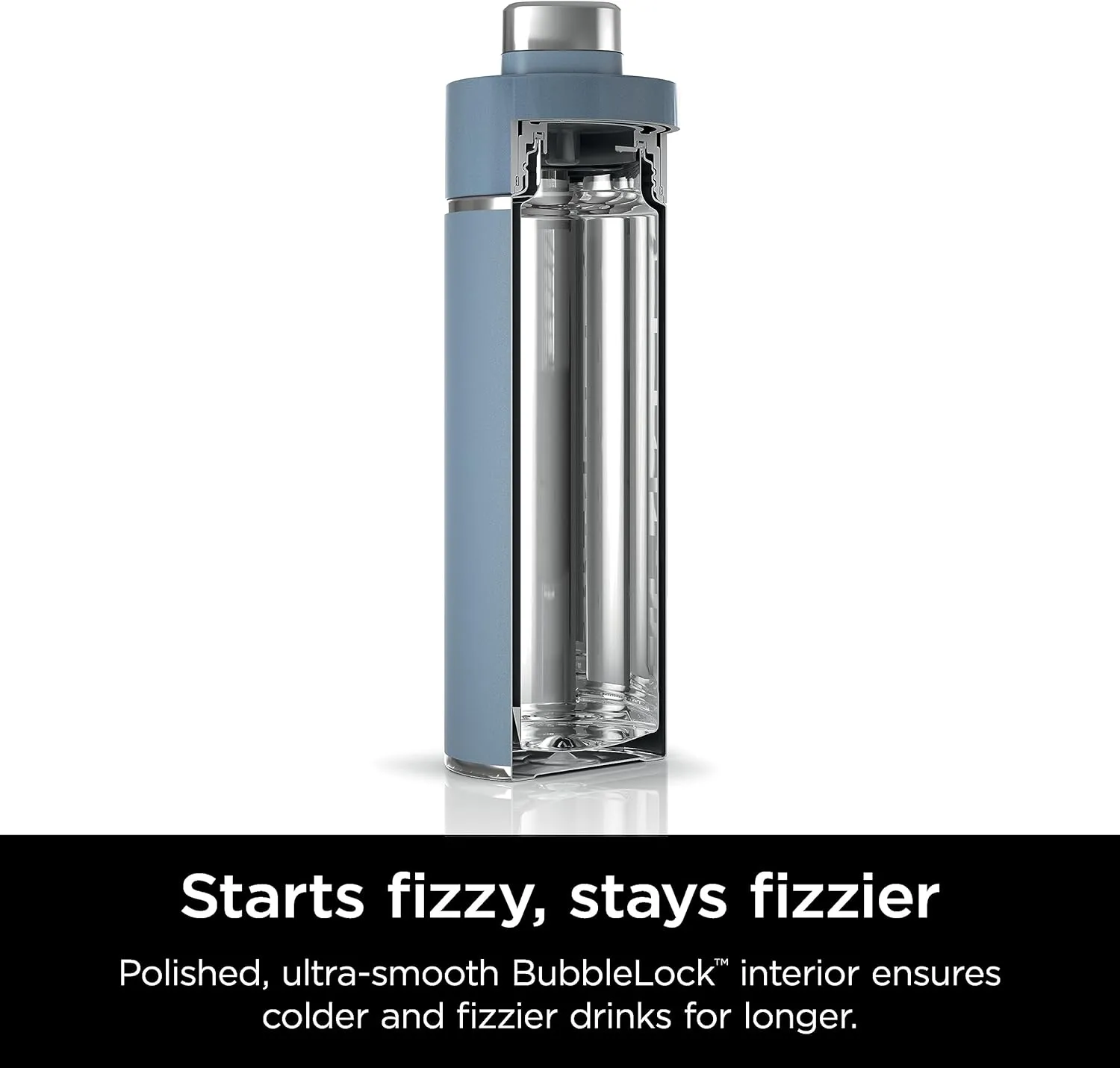 Ninja Thirsti 18oz Travel Water Bottle, For Carbonated Sparkling Drinks, Colder and Fizzier Longer, Leak Proof, 24 Hrs Cold, Dishwasher Safe, Stainless Steel Insulated Tumbler, Storm Blue, DW1801BL