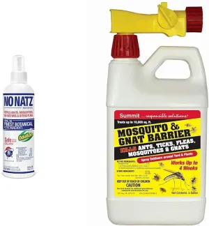 No Natz Botanical Bug Repellent, 8 Ounce Spray Bottle & Summit Mosquito and Gnat Barrier Covers 10,000 Square Feet, 1/2 Gallon