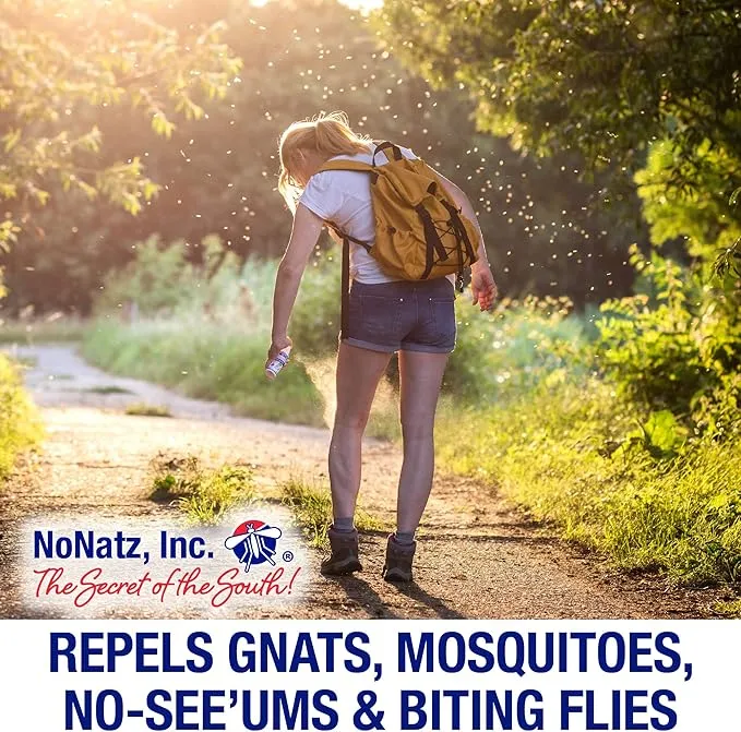 No Natz Botanical Bug Repellent, Effective for Gnat, Mosquito, and Biting Flies, Hand-Crafted and DEET-Free, Non-Greasy Formula, 8 Ounce and 2 Ounce Spray Bottle, 2-Pack