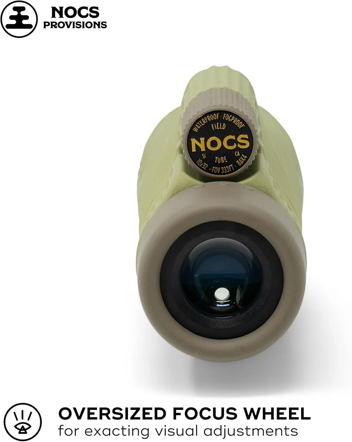 Nocs Provisions Field Tube 10x32 Waterproof Monocular, 10X Magnification Telescope, Bak4 Prism, Wide Field of View for Bird Watching, Backpacking & Wildlife Viewing - Ponderosa Green