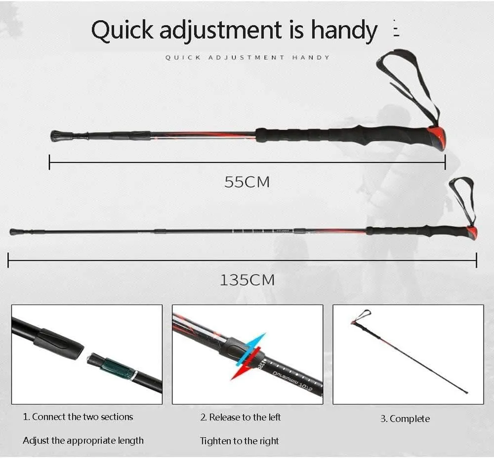 Nordic Walking Trekking Poles with Antishock & Quick Lock System, Telescopic Ultralight for Hiking, Camping, Mountaineering, Backpacking & Walking