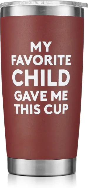 NOWWISH Birthday Gifts for Mom from Daughter Son, My Favorite Child Gave Me This Tumbler Cup, Gifts Ideas for Mom Mother Wife Grandma, 20oz Red