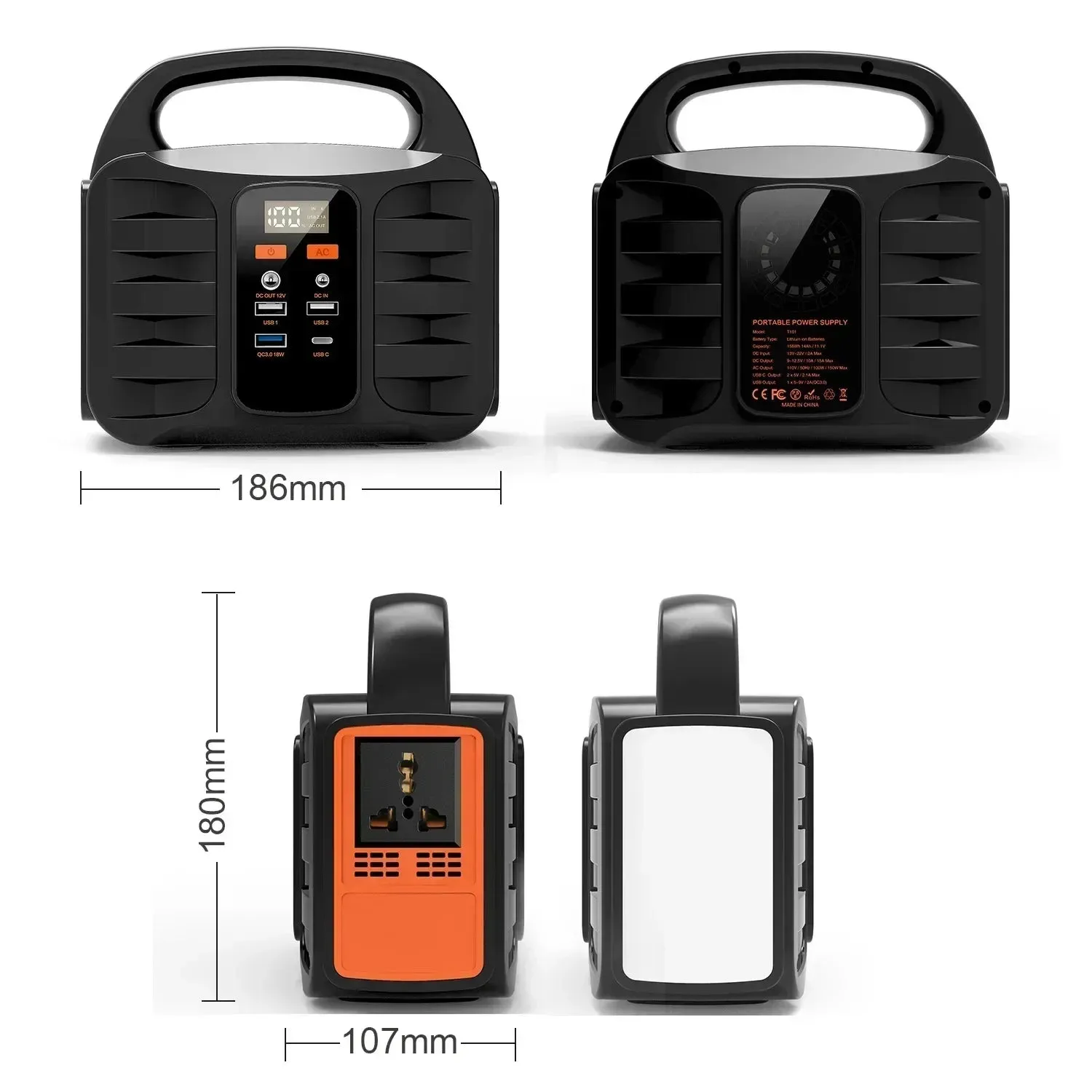 Noya raye 42000mAh 3.7V Battery DC Outdoor Emergency Power Supply 220V AC 150W Portable Power Station Solar Generator
