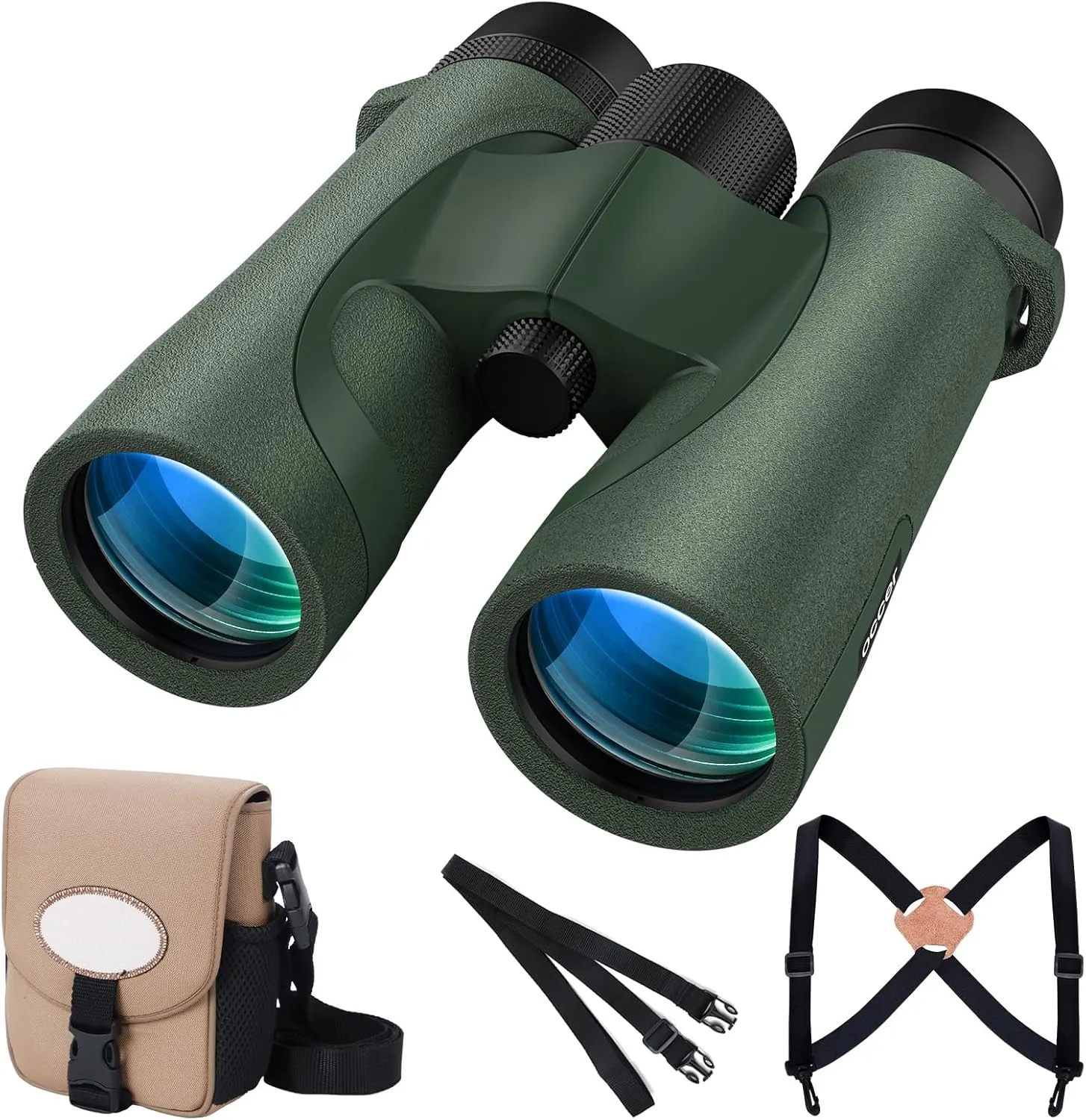 occer 10x42 Professional Binoculars Adults, Easy Focus Compact Binoculars with Shoulder Strap Carrying Bag, Waterproof Premium Optics Binocular Perfect for Hunting Cruise Ship