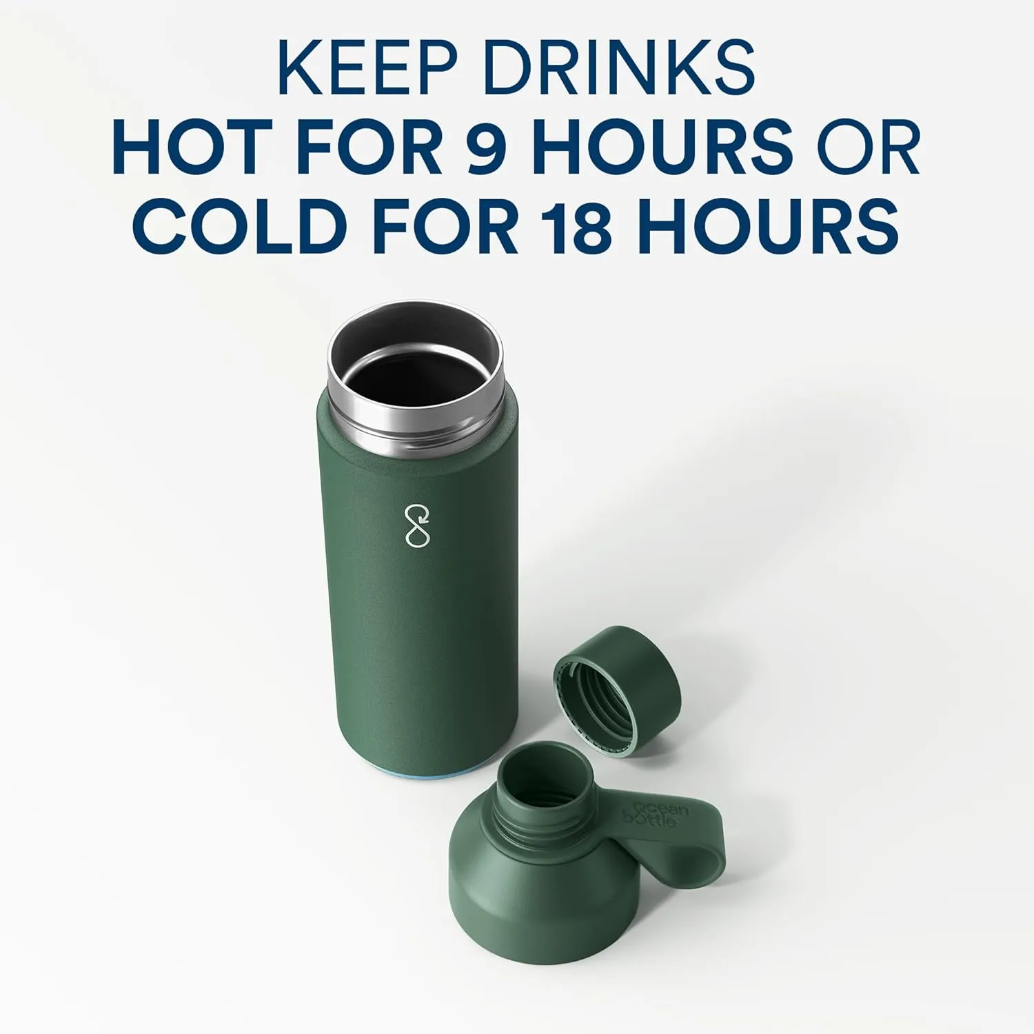 Ocean Bottle - Recycled Stainless Steel Drinks Reusable Water Bottle - Eco-Friendly & Reusable - Forest Green - 34 oz