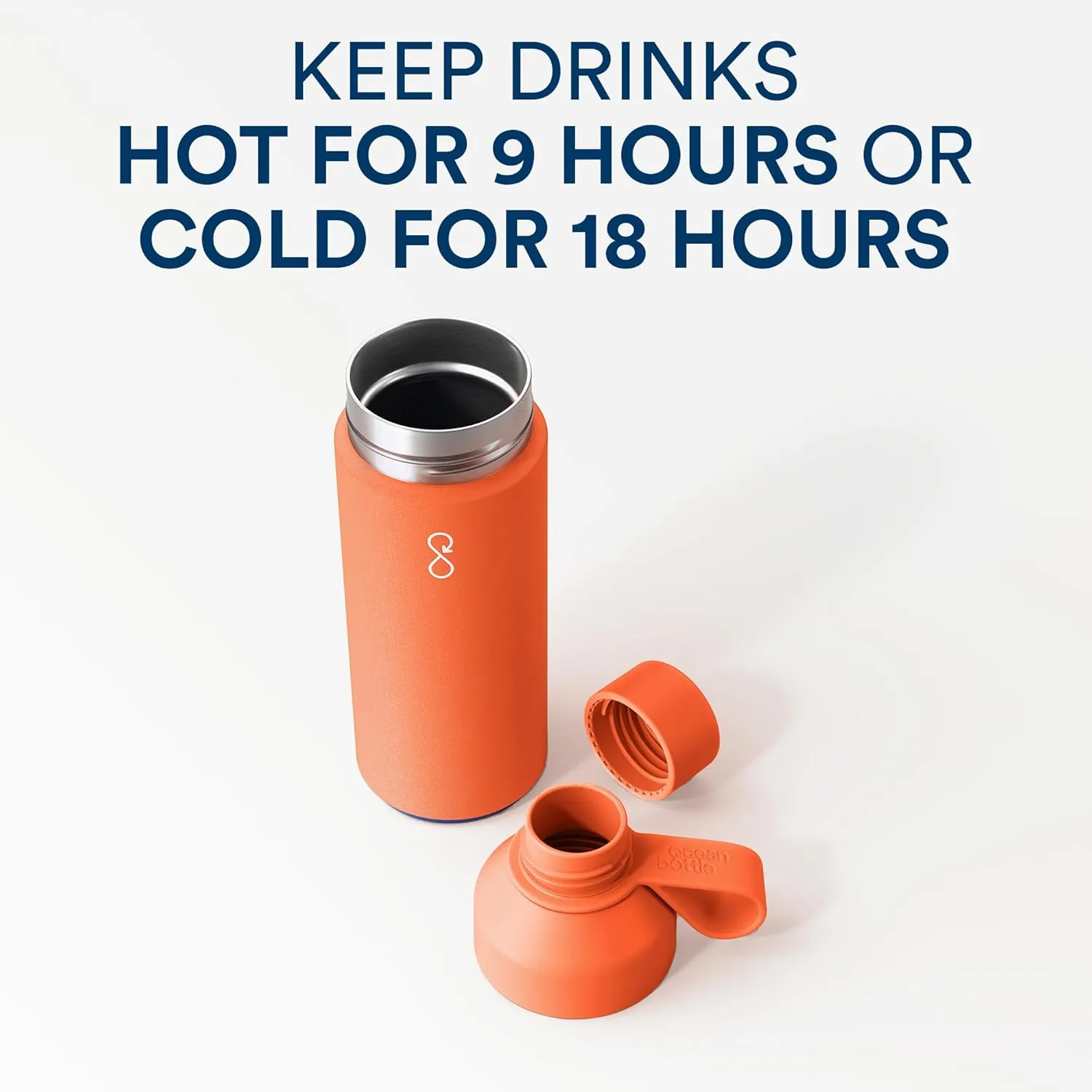 Ocean Bottle - Recycled Stainless Steel Drinks Reusable Water Bottle - Eco-Friendly & Reusable - Sun Orange - 34 oz