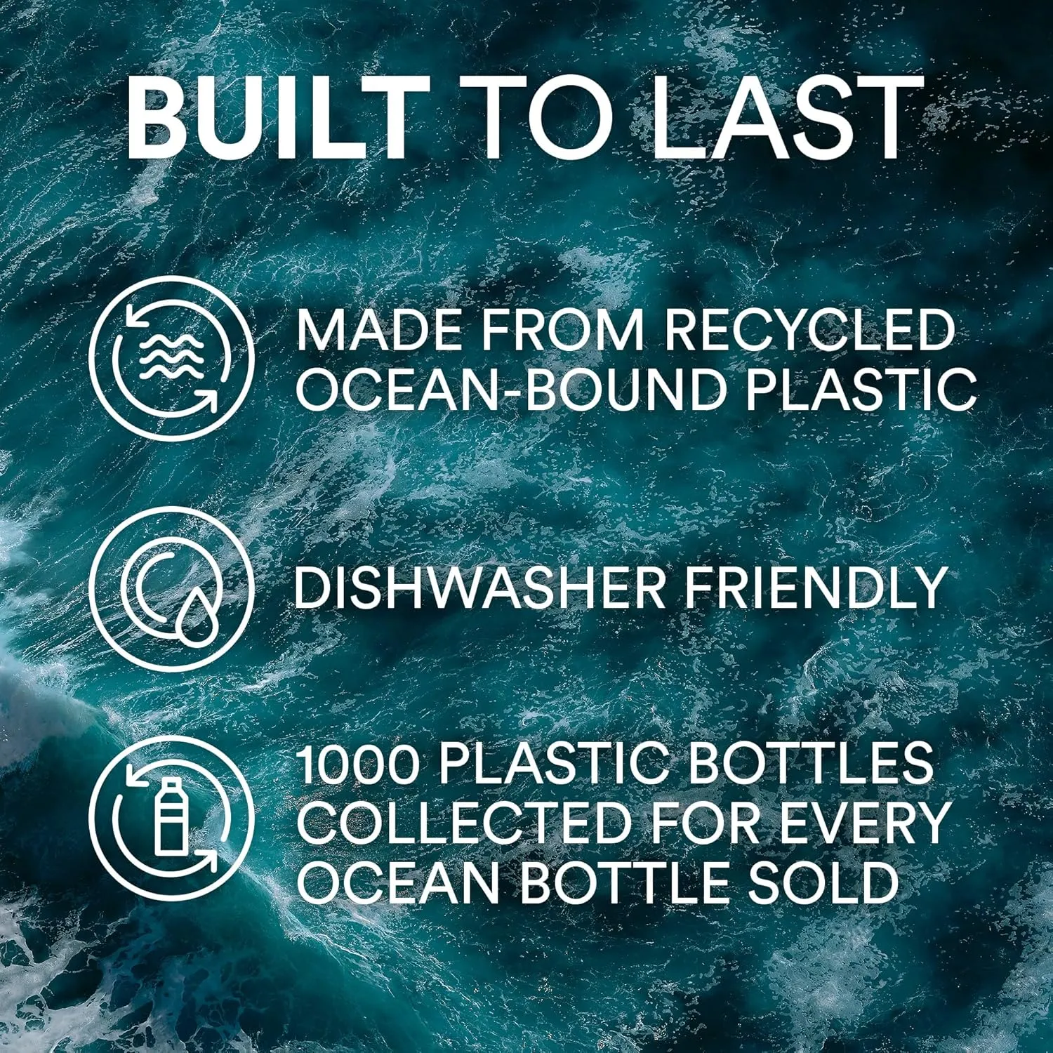Ocean Bottle - Recycled Stainless Steel Drinks Reusable Water Bottle - Eco-Friendly & Reusable - Sun Orange - 34 oz