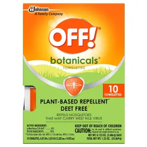 OFF! Botanicals Insect Repellent Towelettes (10 ct), Pack of 8