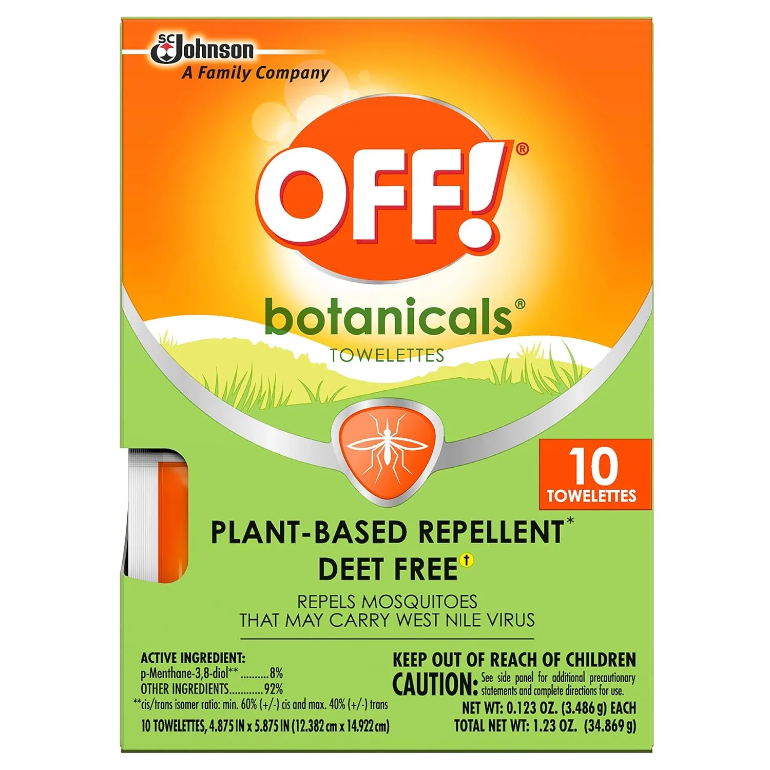 OFF! Botanicals Insect Repellent Towelettes (10 ct), Pack of 8