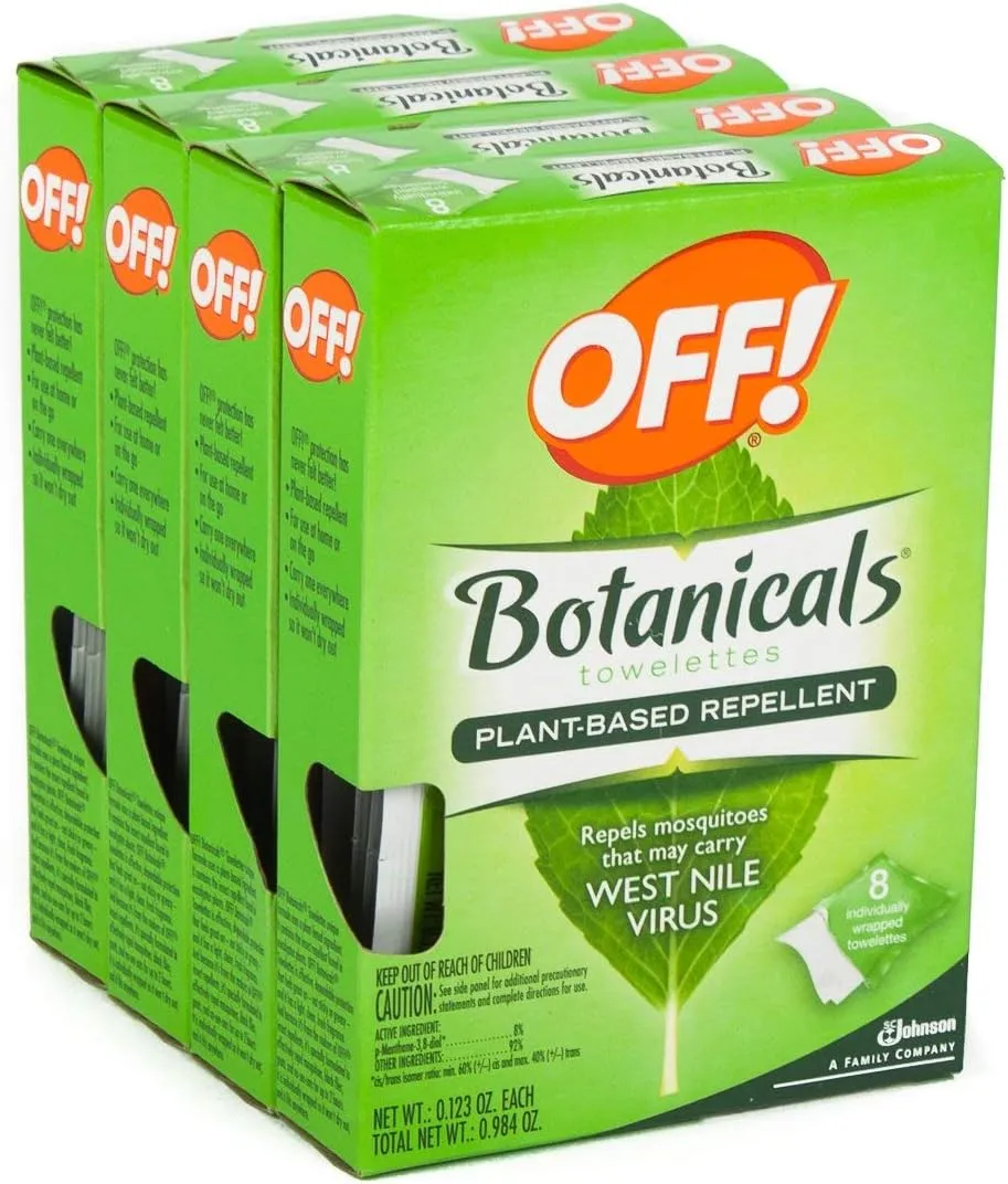 Off Botanicals Towelettes Wipes Natural Insect Mosquito West Nile Repellent (32 Count)